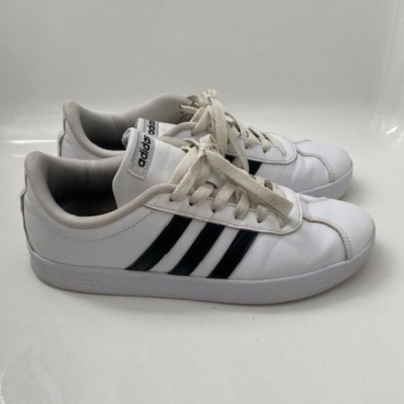 ADIDAS VL Court 2.0 Cloud White Leather Sneaker Tennis Shoes Sz 6 - Picture 1 of 12